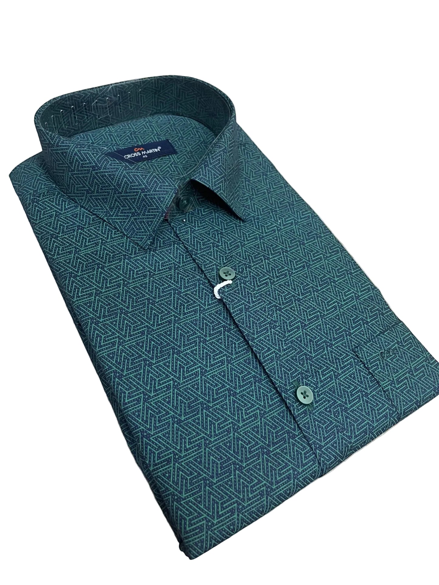 Southloom Pure Cotton Shirt with Green Printed SLSHIRT 42 FS