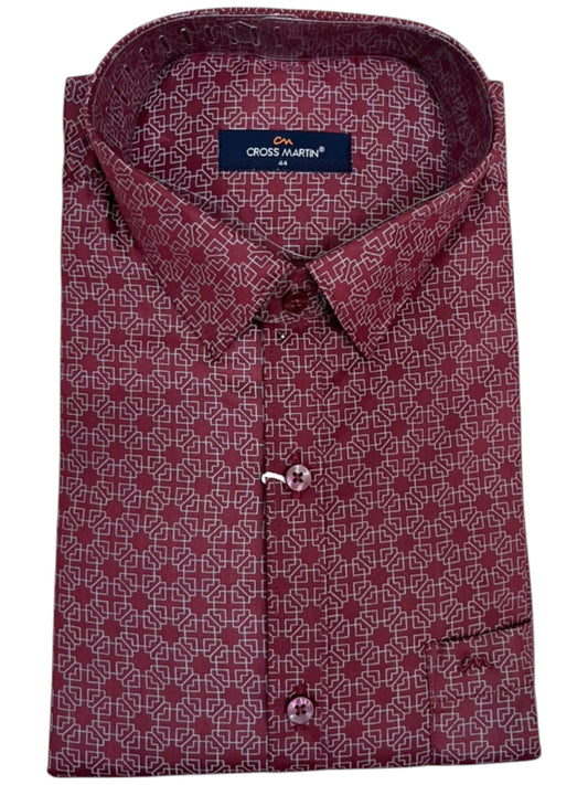 Southloom Pure Cotton  Maroon Printed Shirt SLSHIRT 44 FS