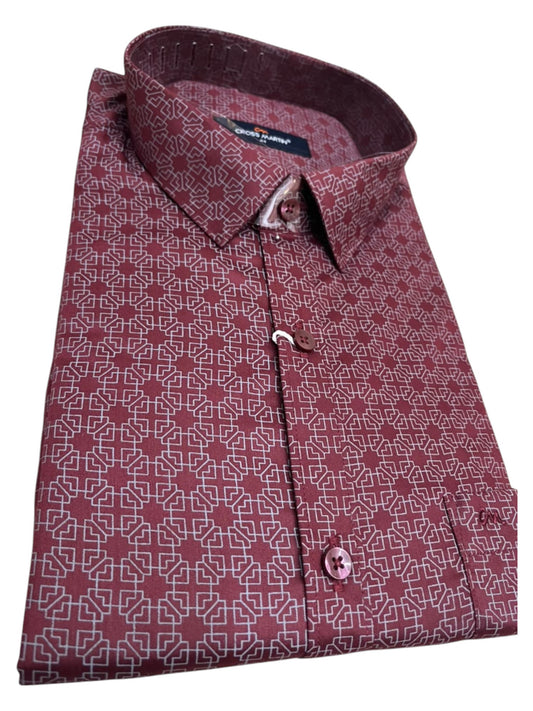 Southloom Pure Cotton  Maroon Printed Shirt SLSHIRT 44 FS