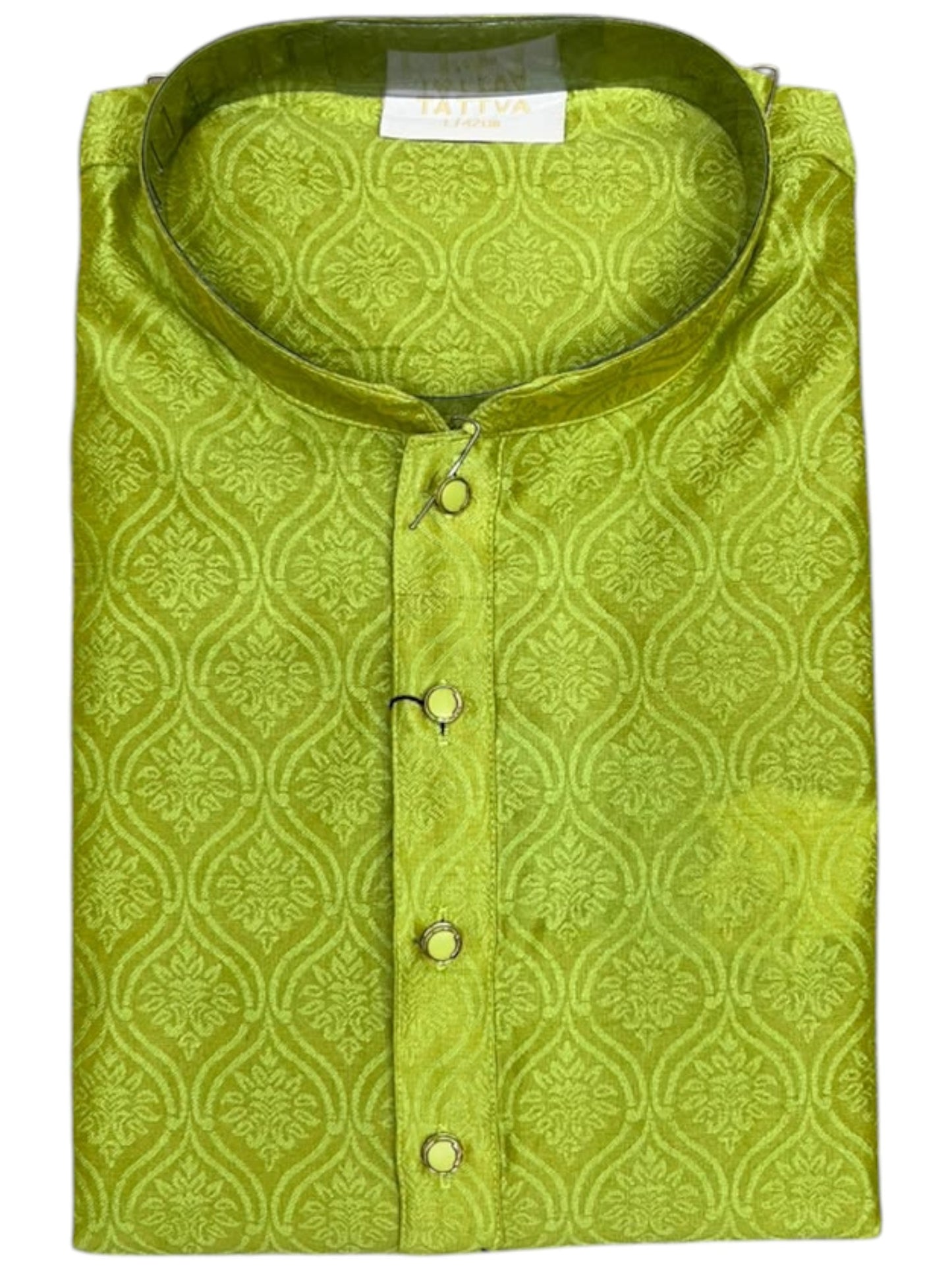 Southloom Green Woven Semi Silk Short Kurta for Men SL590