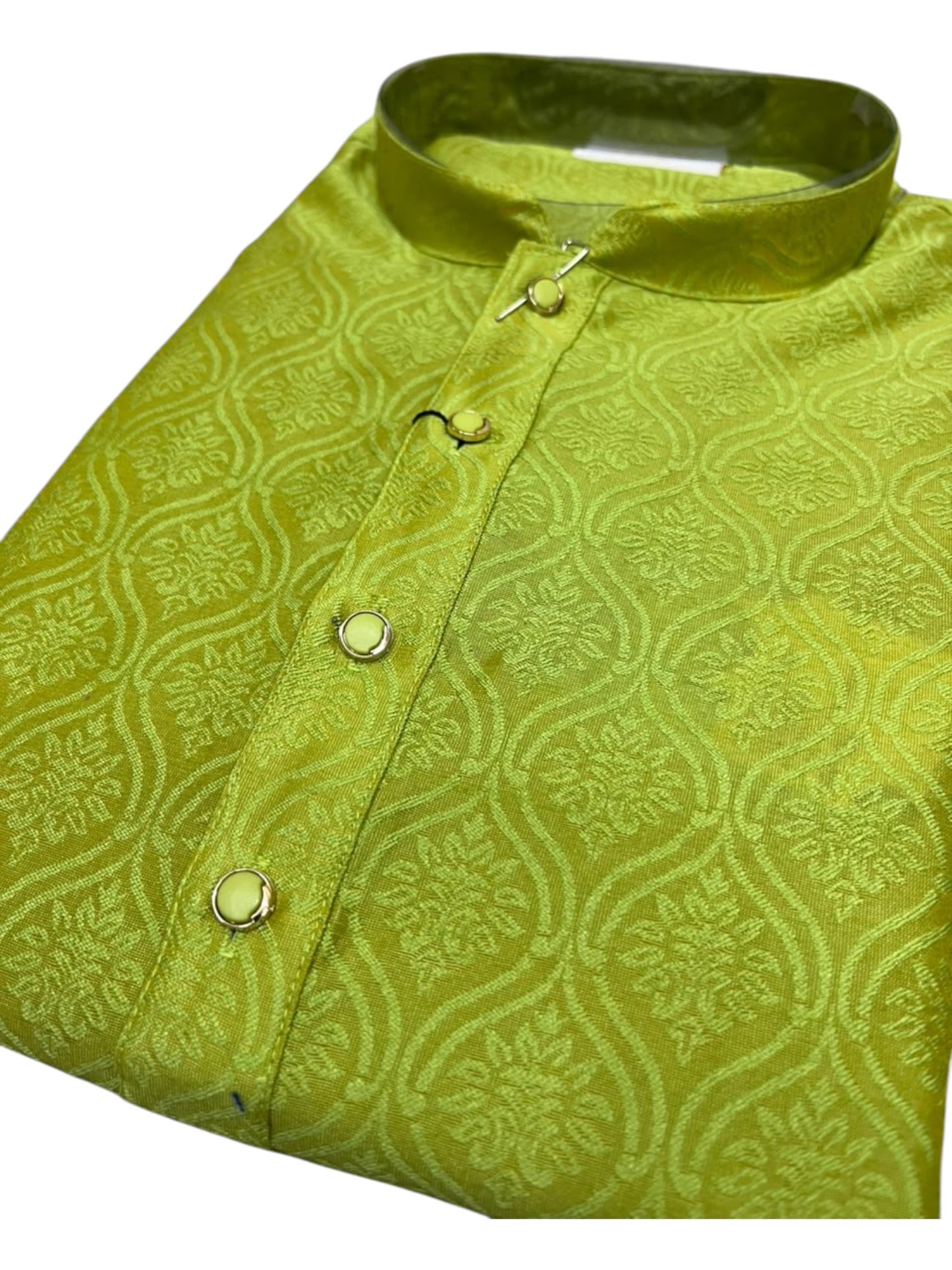 Southloom Green Woven Semi Silk Short Kurta for Men SL590