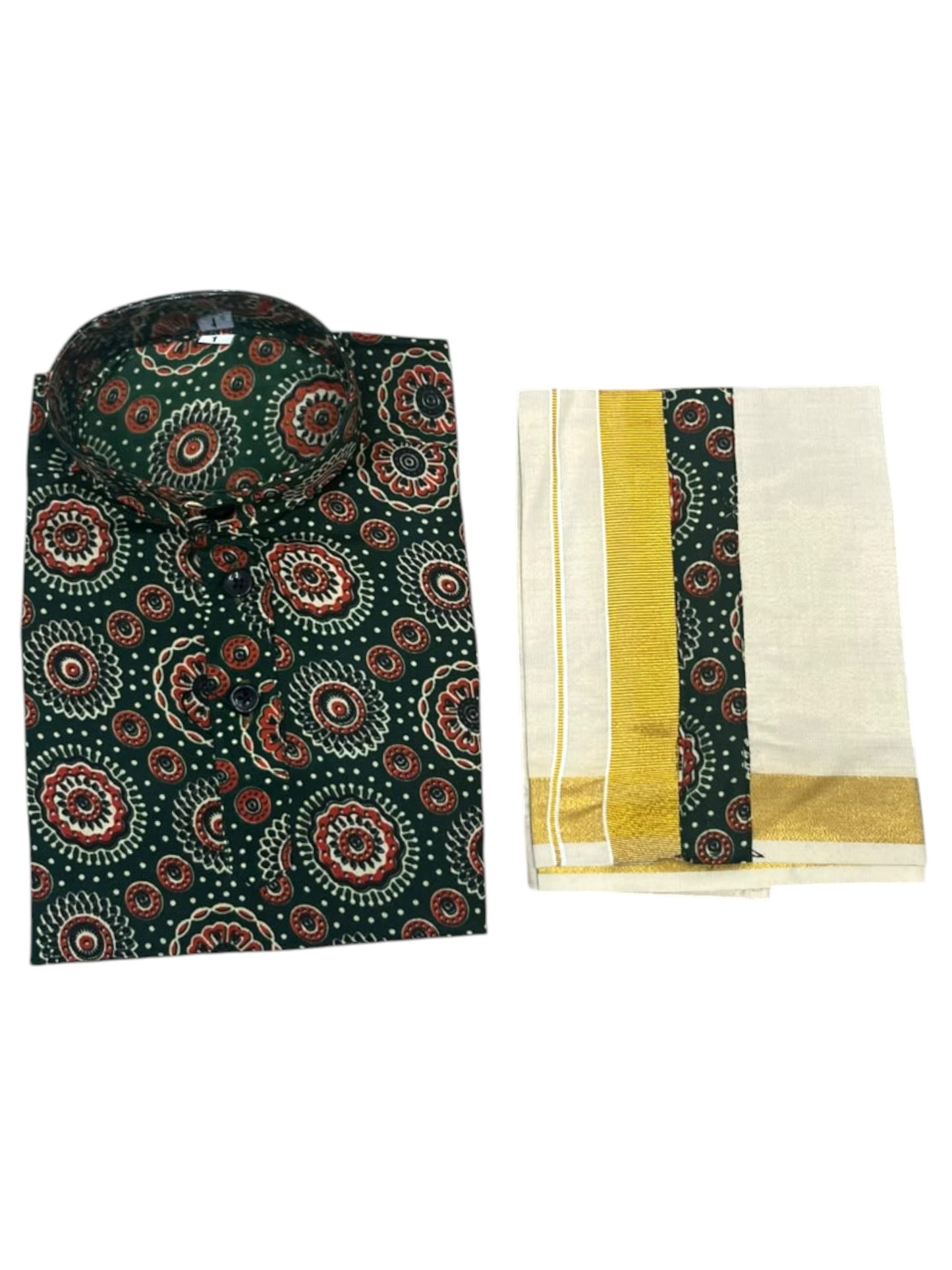 Southloom Cotton Ajrakh Printed Kids's Combo (Shirt + Velcro Mundu) SLKCOMBO SL605