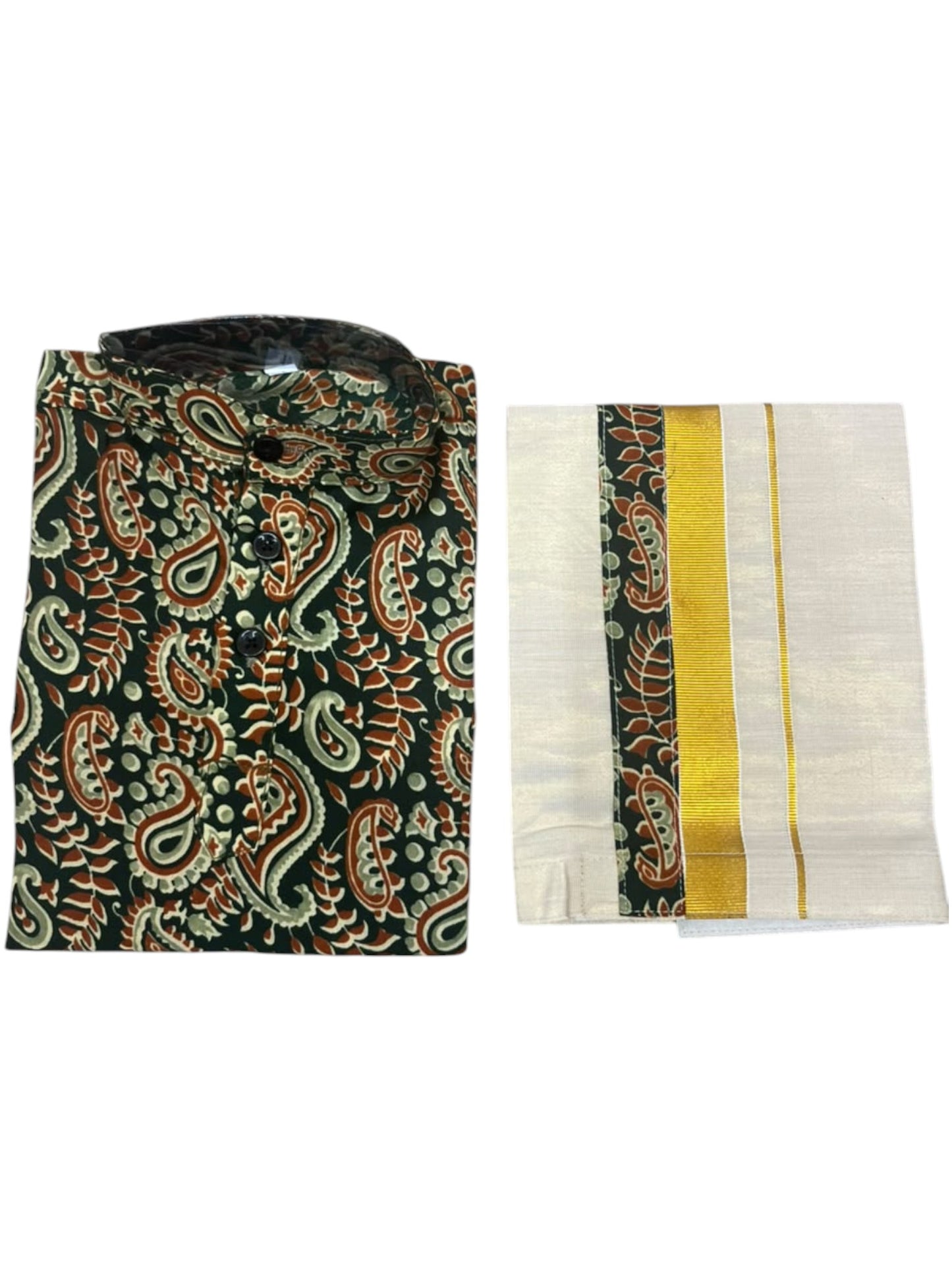 Southloom Cotton Ajrakh Printed Kids's Combo (Shirt + Velcro Mundu) SLKCOMBO SL605