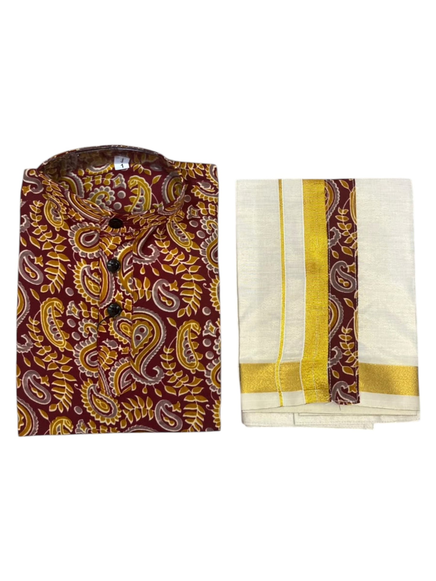 Southloom Cotton Ajrakh Printed Kids's Combo (Shirt + Velcro Mundu) SLKCOMBO SL605