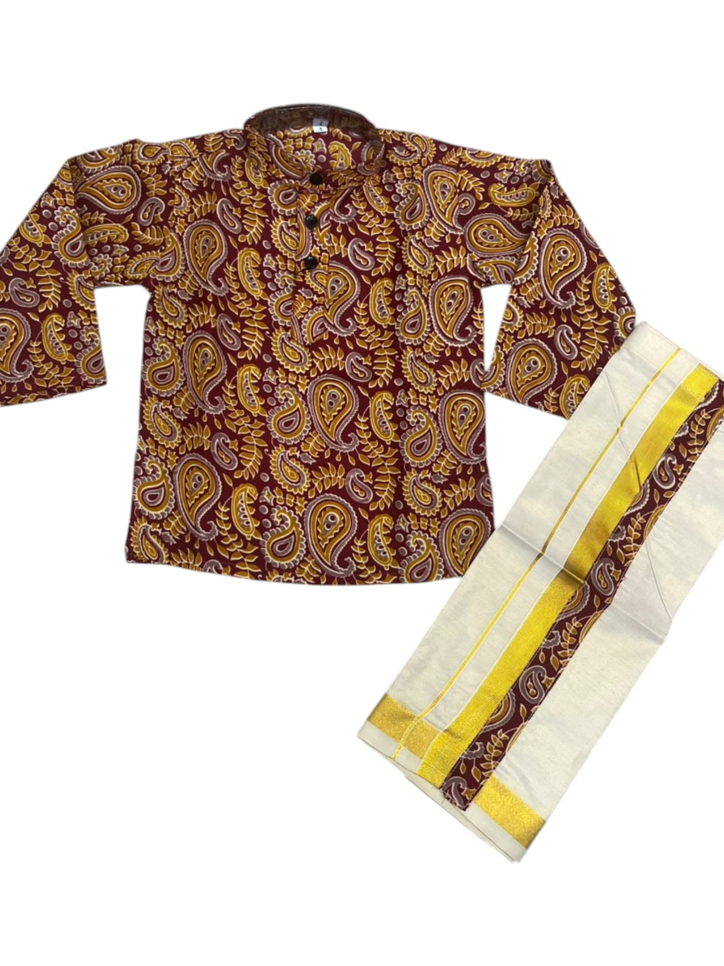 Southloom Cotton Ajrakh Printed Kids's Combo (Shirt + Velcro Mundu) SLKCOMBO SL605