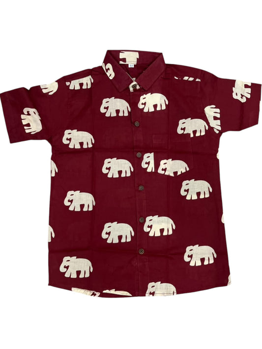 Southloom Pure Cotton Jaipur Printed Shirt For Kids Half Sleeves SL607