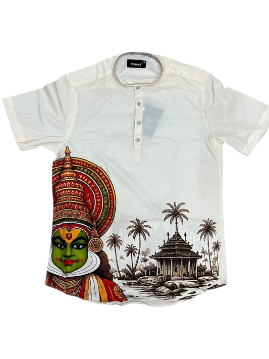 Southloom Ethinic Shirt With Floral Digital Printed for Men in Half Sleeve