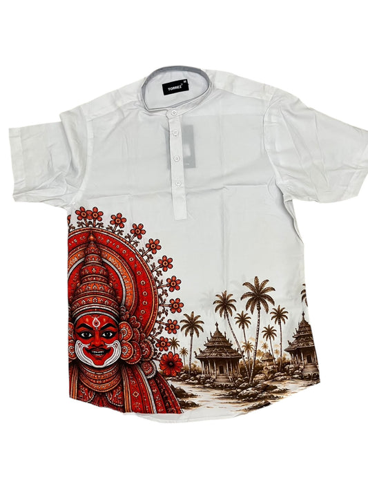 Southloom Ethinic Shirt With Floral Digital Printed for Men in Half Sleeve