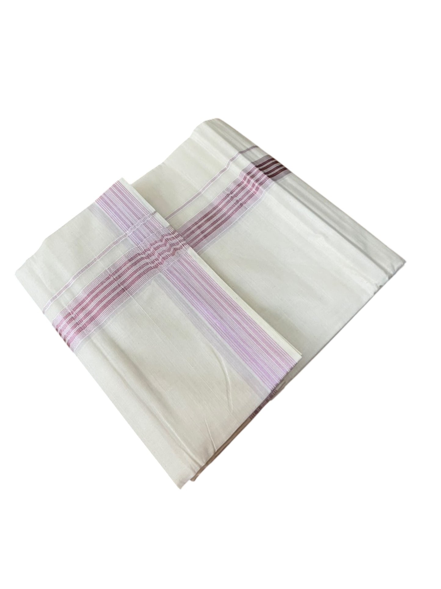 Southloom Pure Cotton Kasavu Mundu with Rose Gold Lines (South Indian Kerala Dhoti)