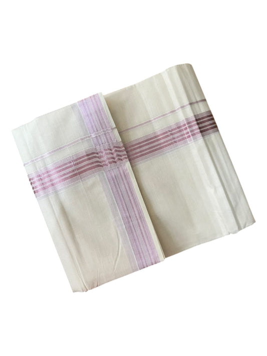 Southloom Pure Cotton Kasavu Mundu with Rose Gold Lines (South Indian Kerala Dhoti)