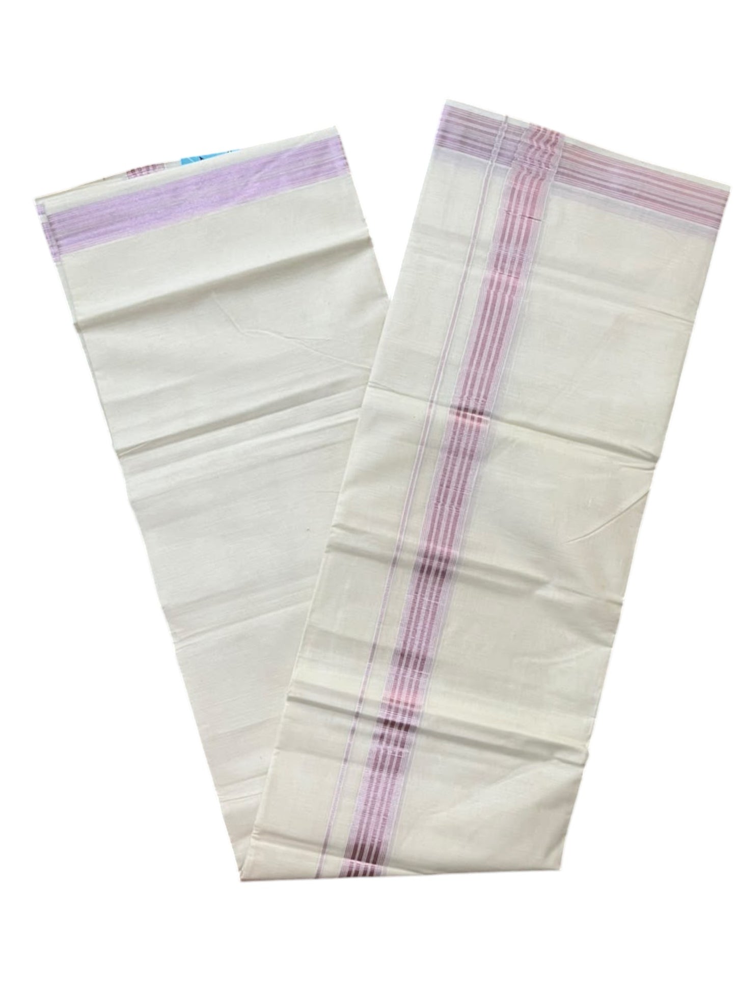 Southloom Pure Cotton Kasavu Mundu with Rose Gold Lines (South Indian Kerala Dhoti)