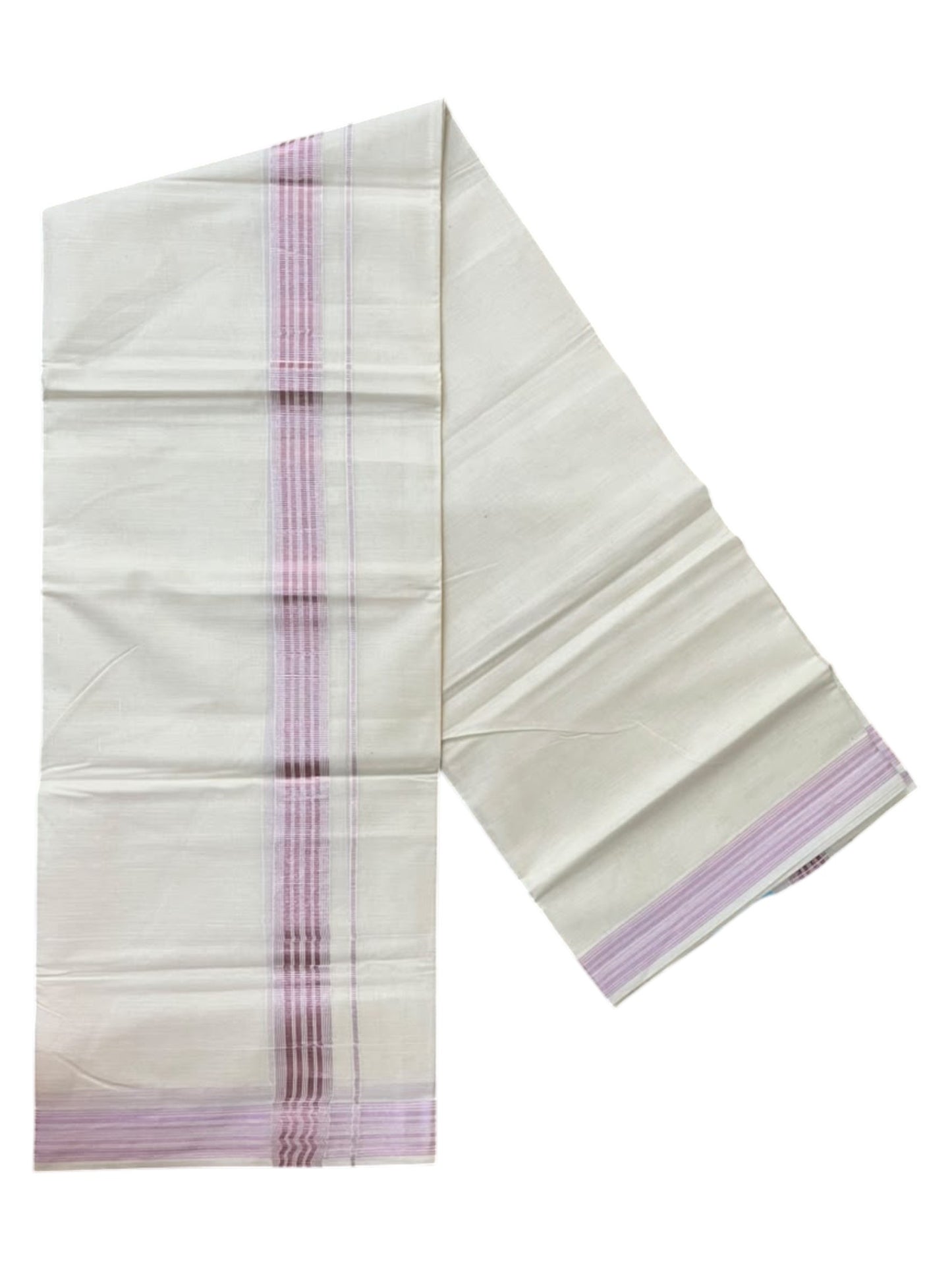Southloom Pure Cotton Kasavu Mundu with Rose Gold Lines (South Indian Kerala Dhoti)