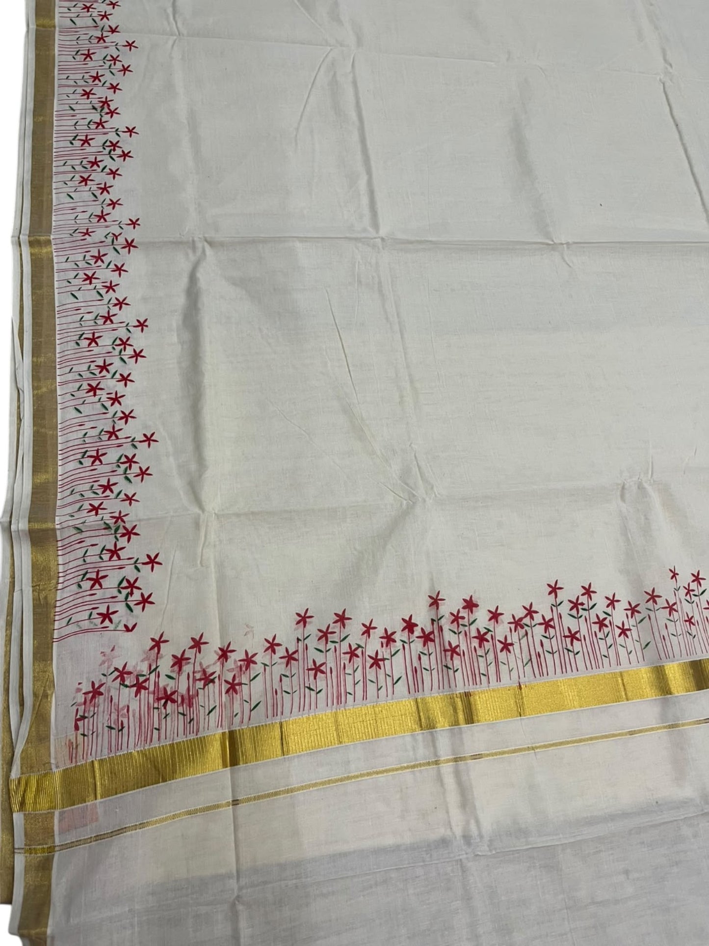Southloom Kerala Cotton Saree with Floral Prints On Border SL614