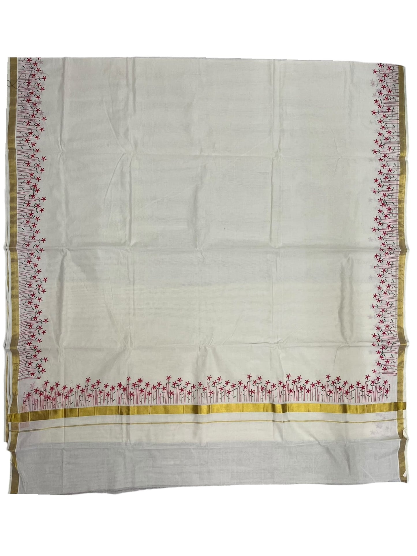 Southloom Kerala Cotton Saree with Floral Prints On Border SL614