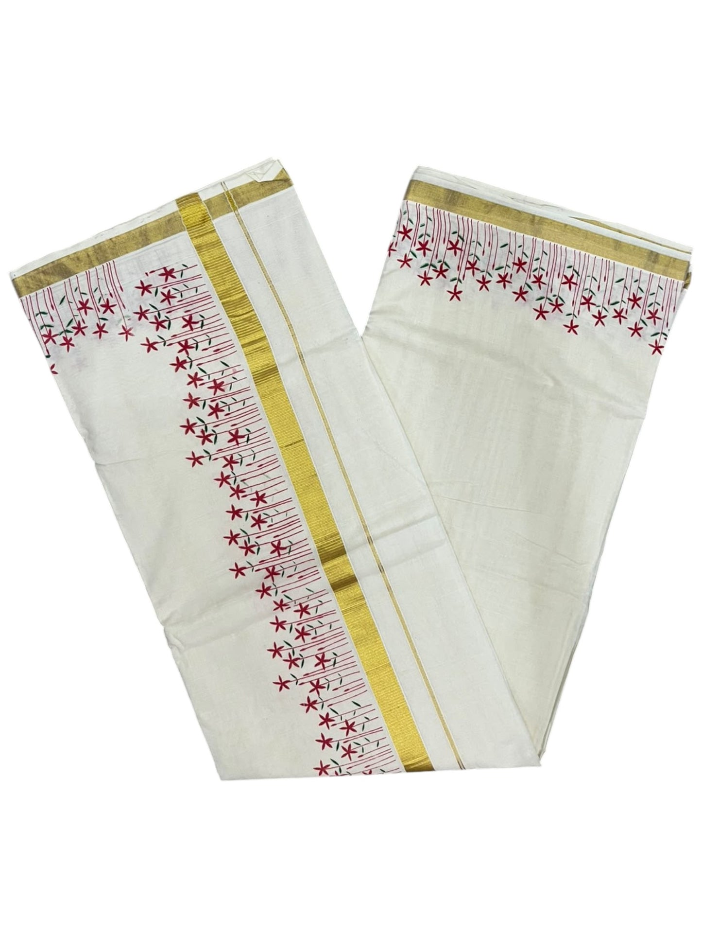 Southloom Kerala Cotton Saree with Floral Prints On Border SL614