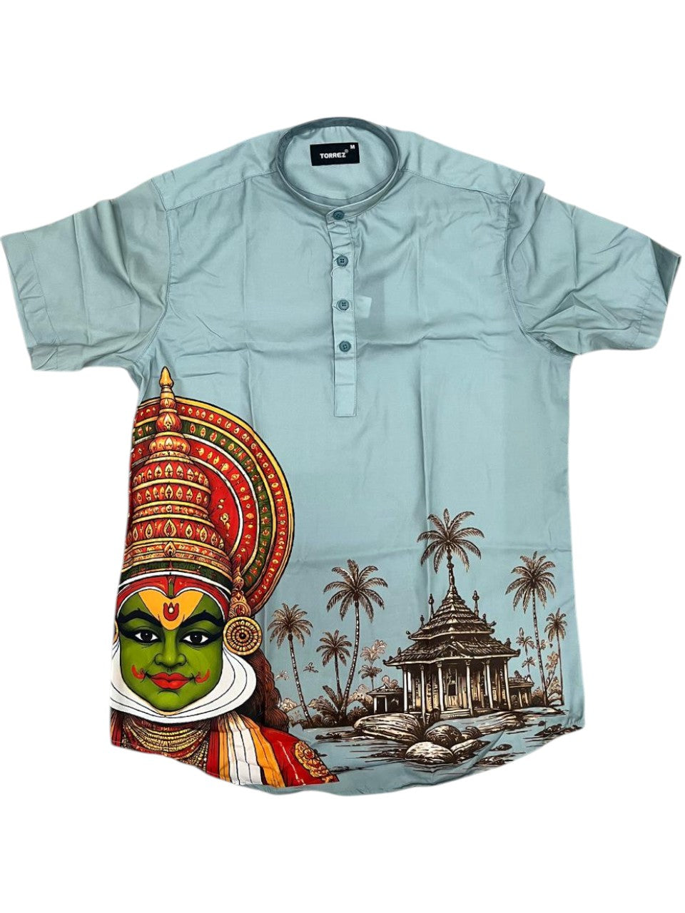 Southloom Ethinic Shirt With Floral Digital Printed for Men in Blue Half Sleeve