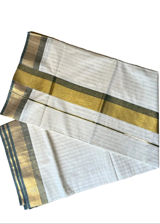 Kerala Cotton Kasavu Saree with Lines