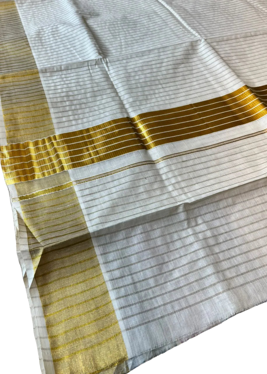 Kerala Cotton Kasavu Saree with Lines