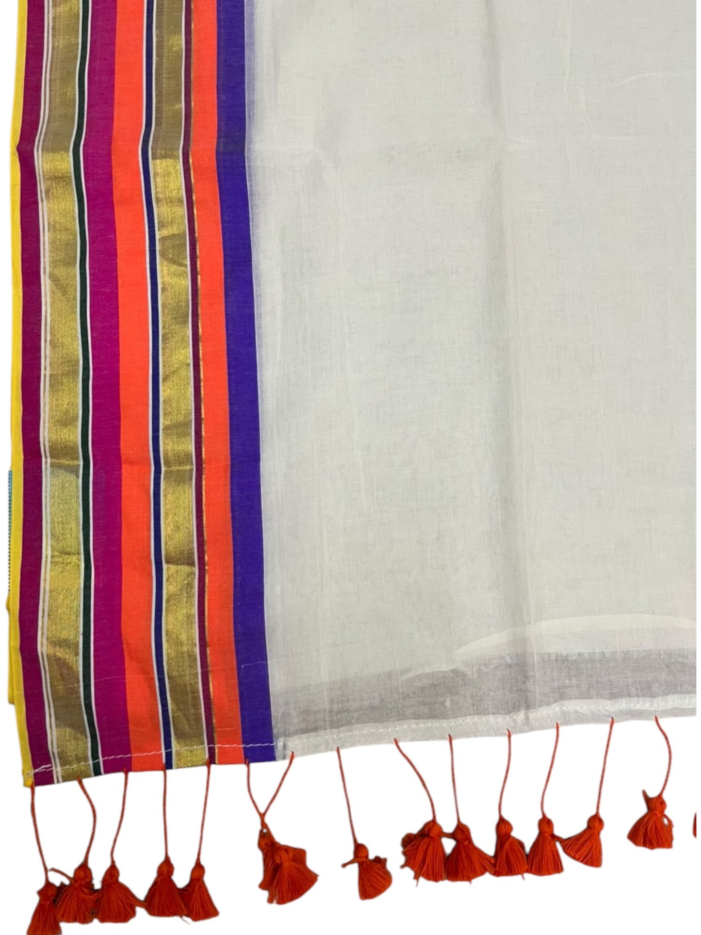 Southloom Mul Cotton 120 x 120 Soft Fabric Saree In Orange & Pink Border SL215