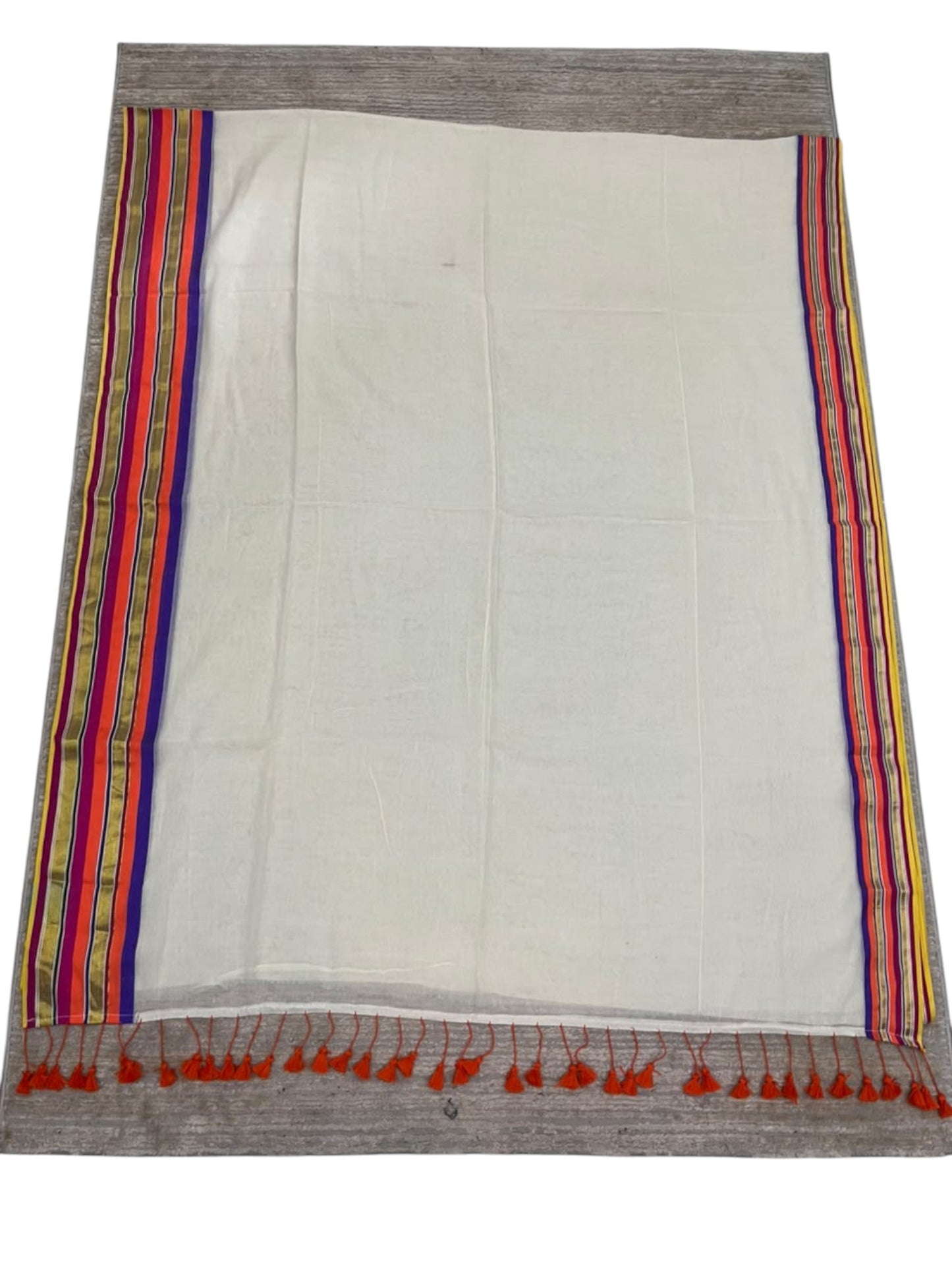 Southloom Mul Cotton 120 x 120 Soft Fabric Saree In Orange & Pink Border SL215
