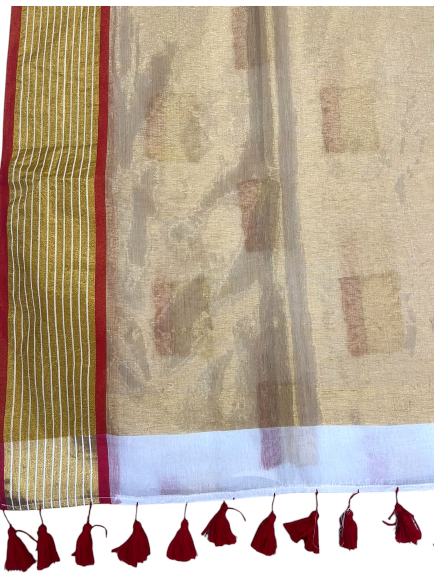 Southloom Mul Cotton 120 x 120 Soft Fabric Saree In Lotus Design on Body with Gold& Red in Border SL215
