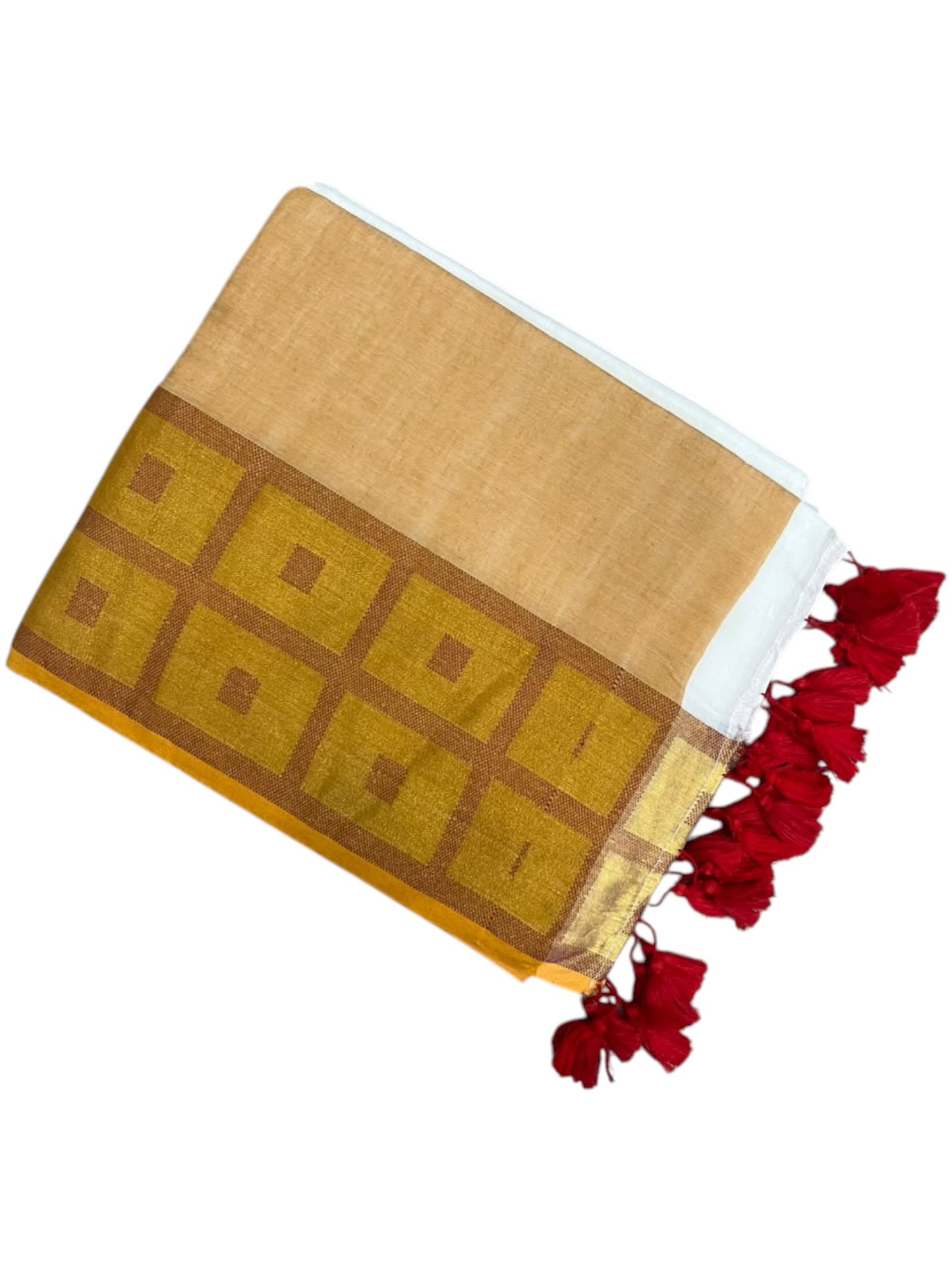 Southloom Mul Cotton 120 x 120 Soft Fabric Saree with Maroon Check Border SL215