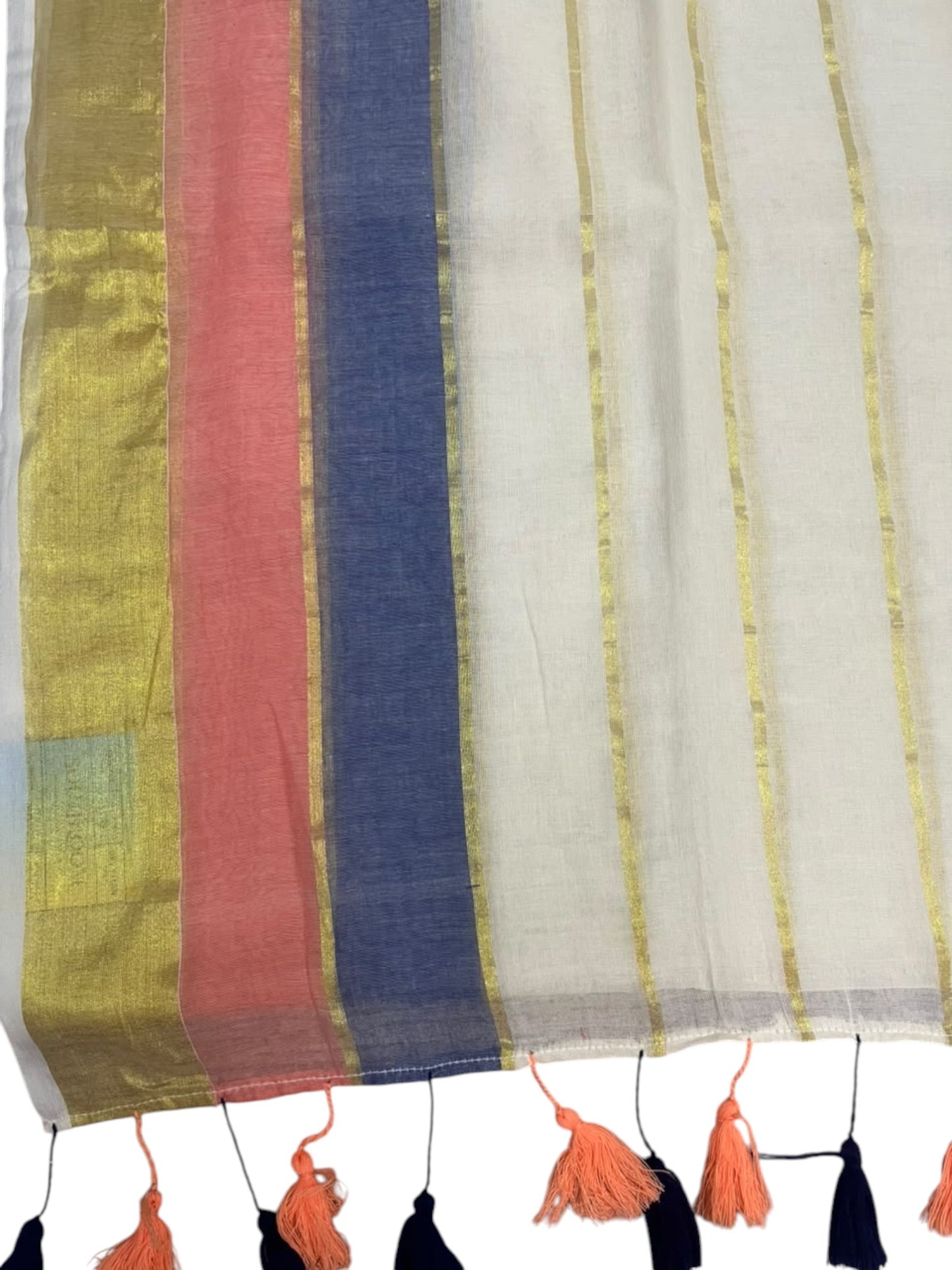Southloom Mul Cotton 120 x 120 Soft Fabric Saree withBlue& peach in  Border SL215