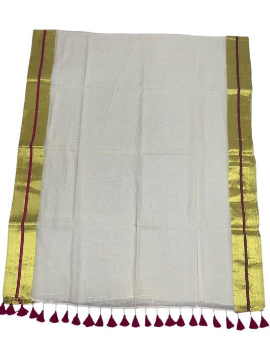 Southloom Mul Cotton 120 x 120 Soft Fabric Saree with Golden&Magenta in Border SL215