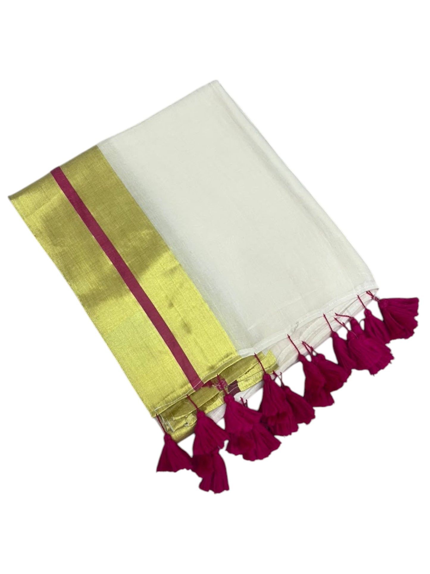 Southloom Mul Cotton 120 x 120 Soft Fabric Saree with Golden&Magenta in Border SL215