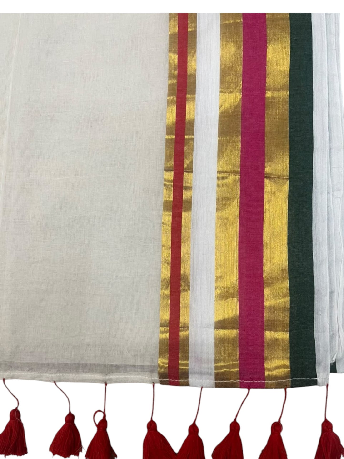 Southloom Mul Cotton 120 x 120 Soft Fabric Saree with Green&Magenta in Border SL215