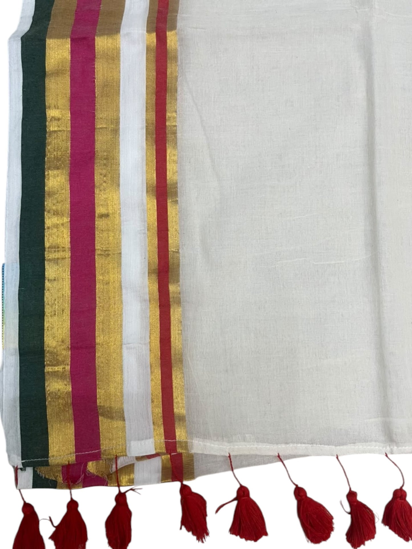 Southloom Mul Cotton 120 x 120 Soft Fabric Saree with Green&Magenta in Border SL215