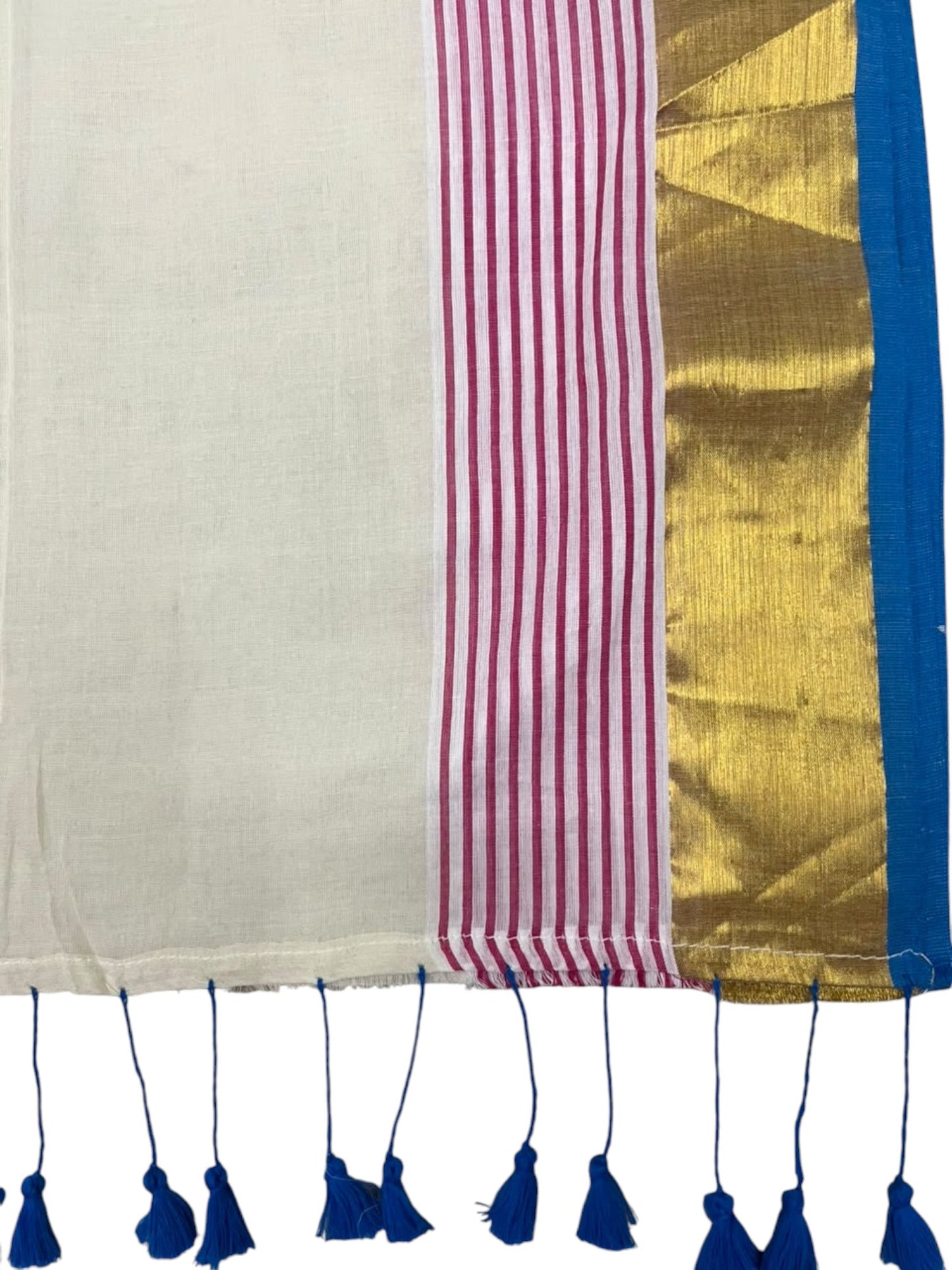 Southloom Mul Cotton 120 x 120 Soft Fabric Saree with Pink&Blue Border SL215
