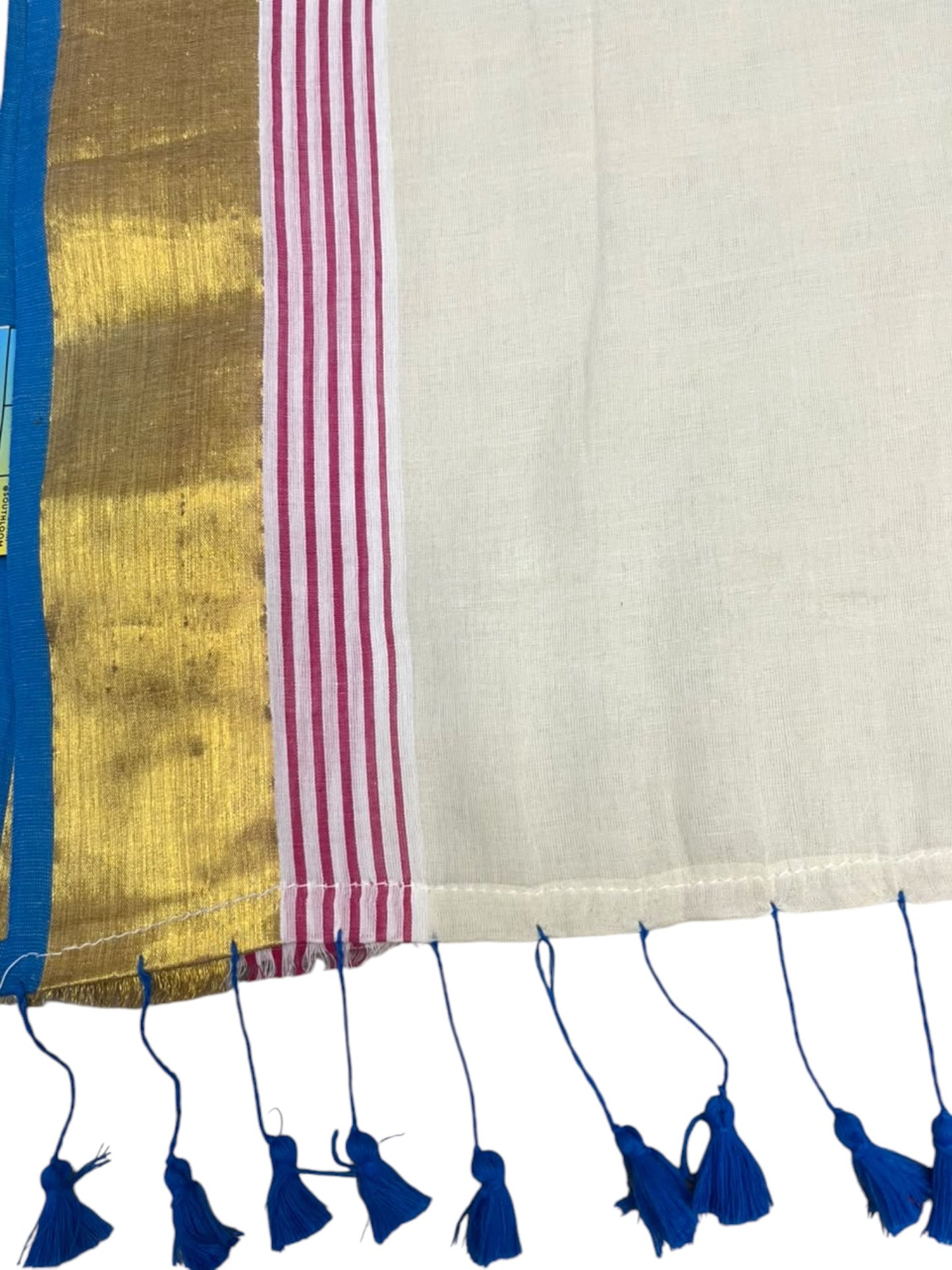 Southloom Mul Cotton 120 x 120 Soft Fabric Saree with Pink&Blue Border SL215