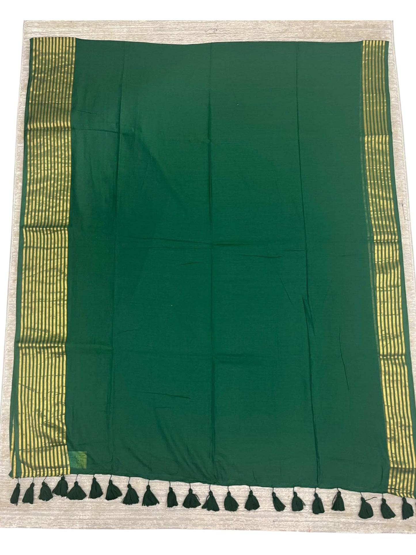 Southloom Mul Cotton 120 x 120 Soft Fabric Saree with Golden Lines Border SL215