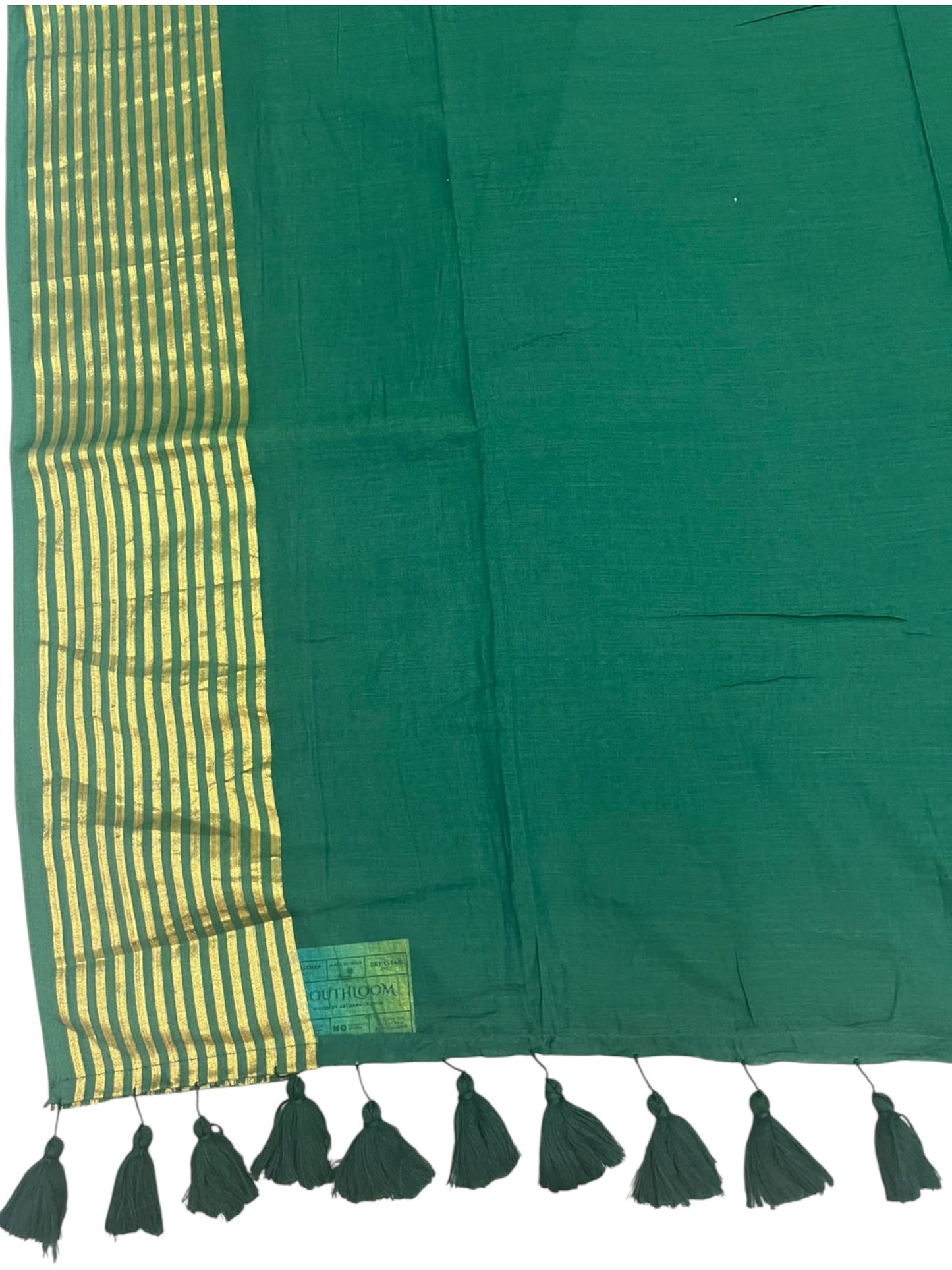 Southloom Mul Cotton 120 x 120 Soft Fabric Saree with Golden Lines Border SL215