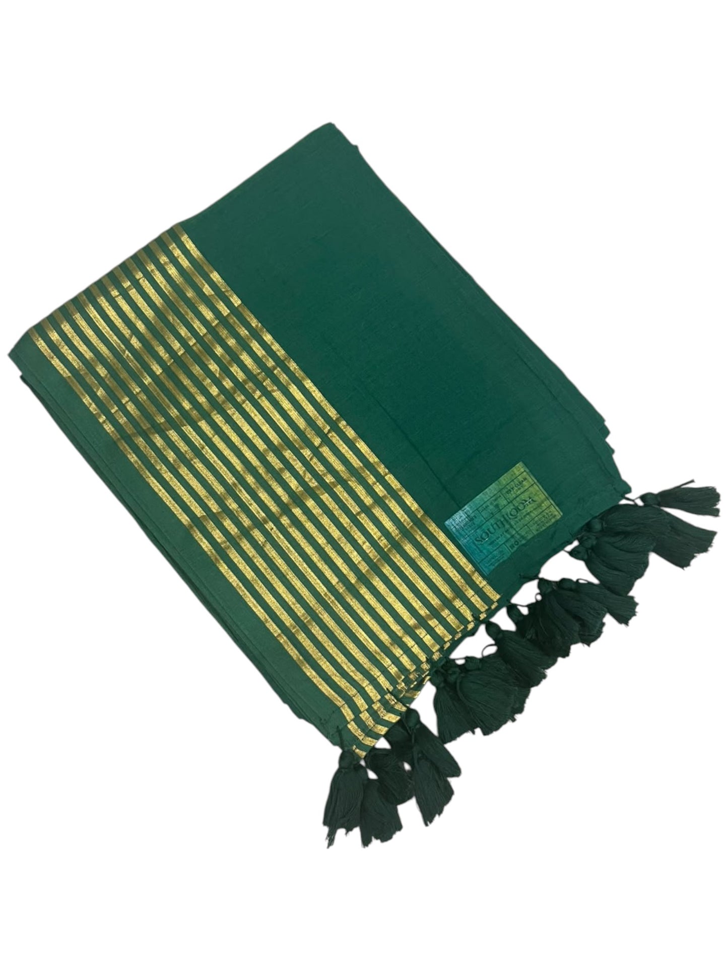 Southloom Mul Cotton 120 x 120 Soft Fabric Saree with Golden Lines Border SL215