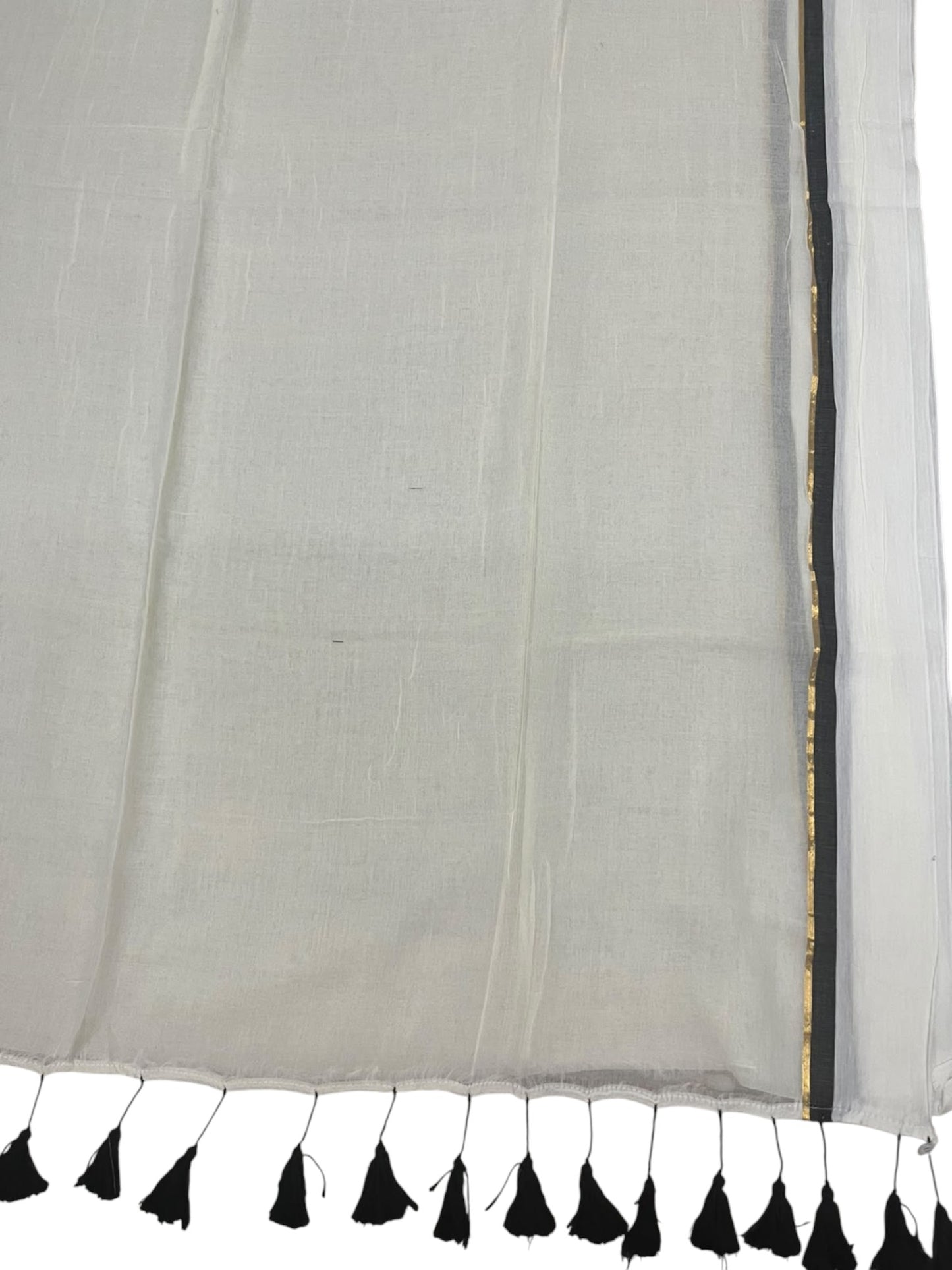 Southloom Mul Cotton 120 x 120 Soft Fabric Saree with Black &Gold Border SL215