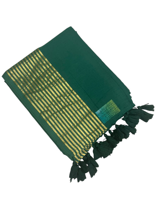 Southloom Mul Cotton 120 x 120 Soft Fabric Saree with Golden Lines Border SL215