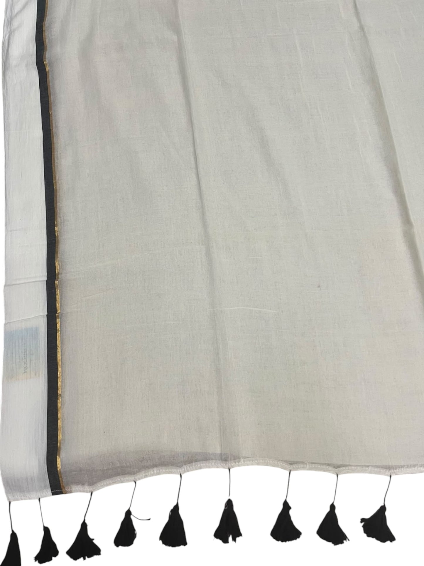 Southloom Mul Cotton 120 x 120 Soft Fabric Saree with Black &Gold Border SL215