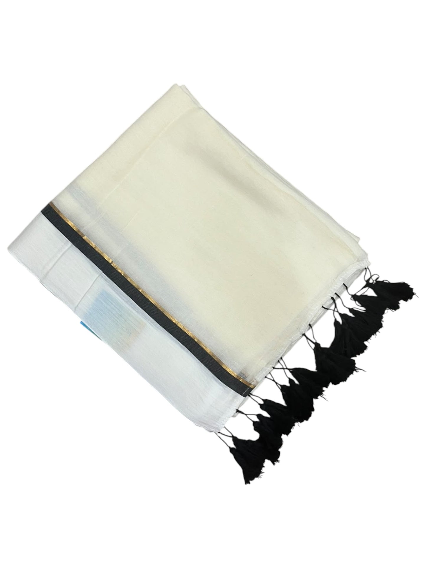 Southloom Mul Cotton 120 x 120 Soft Fabric Saree with Black &Gold Border SL215
