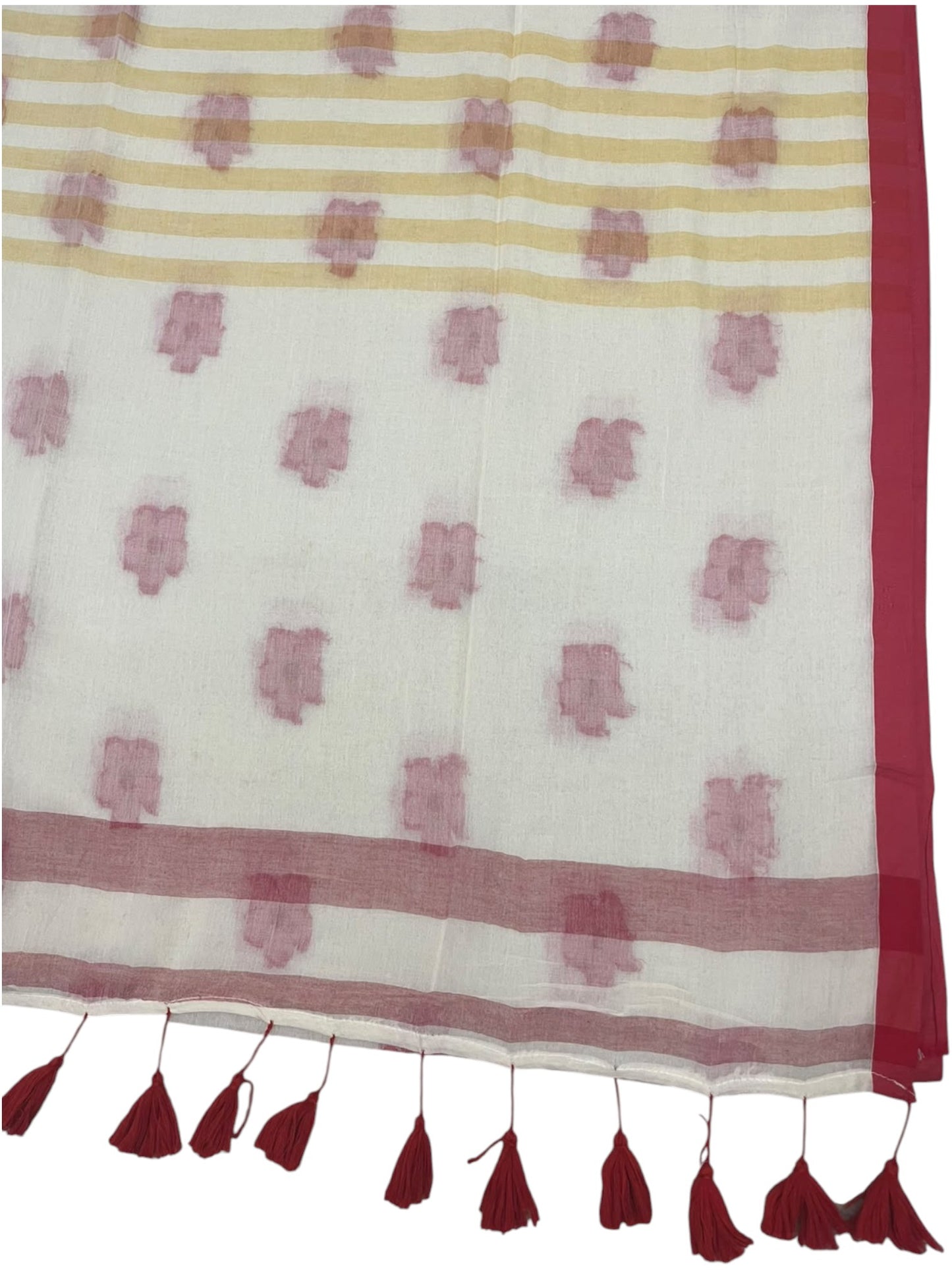 Southloom Mul Cotton 120 x 120 Soft Fabric Saree with Floral Design in Body &Red Border SL215