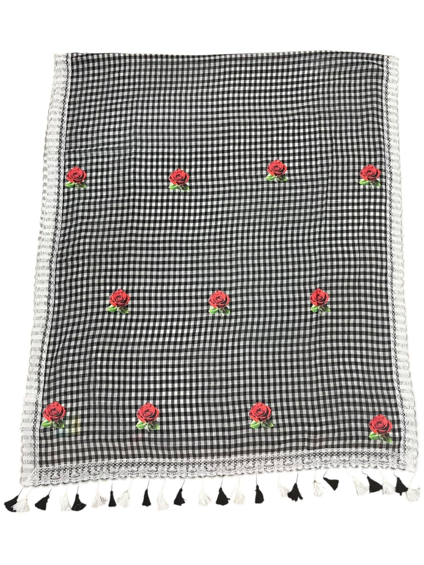 Southloom Mul Cotton 120 x 120 Soft Fabric Saree with Check Design in Body &White Border SL215