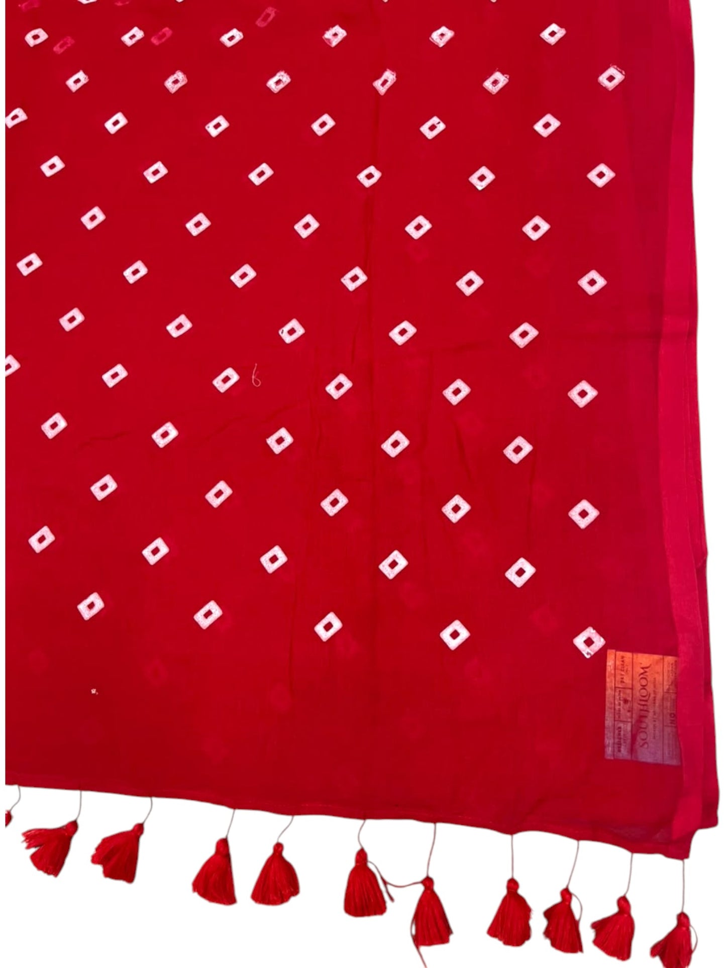 Southloom Mul Cotton 120 x 120 Soft Fabric Saree with Red Printed Desgin in Body SL215