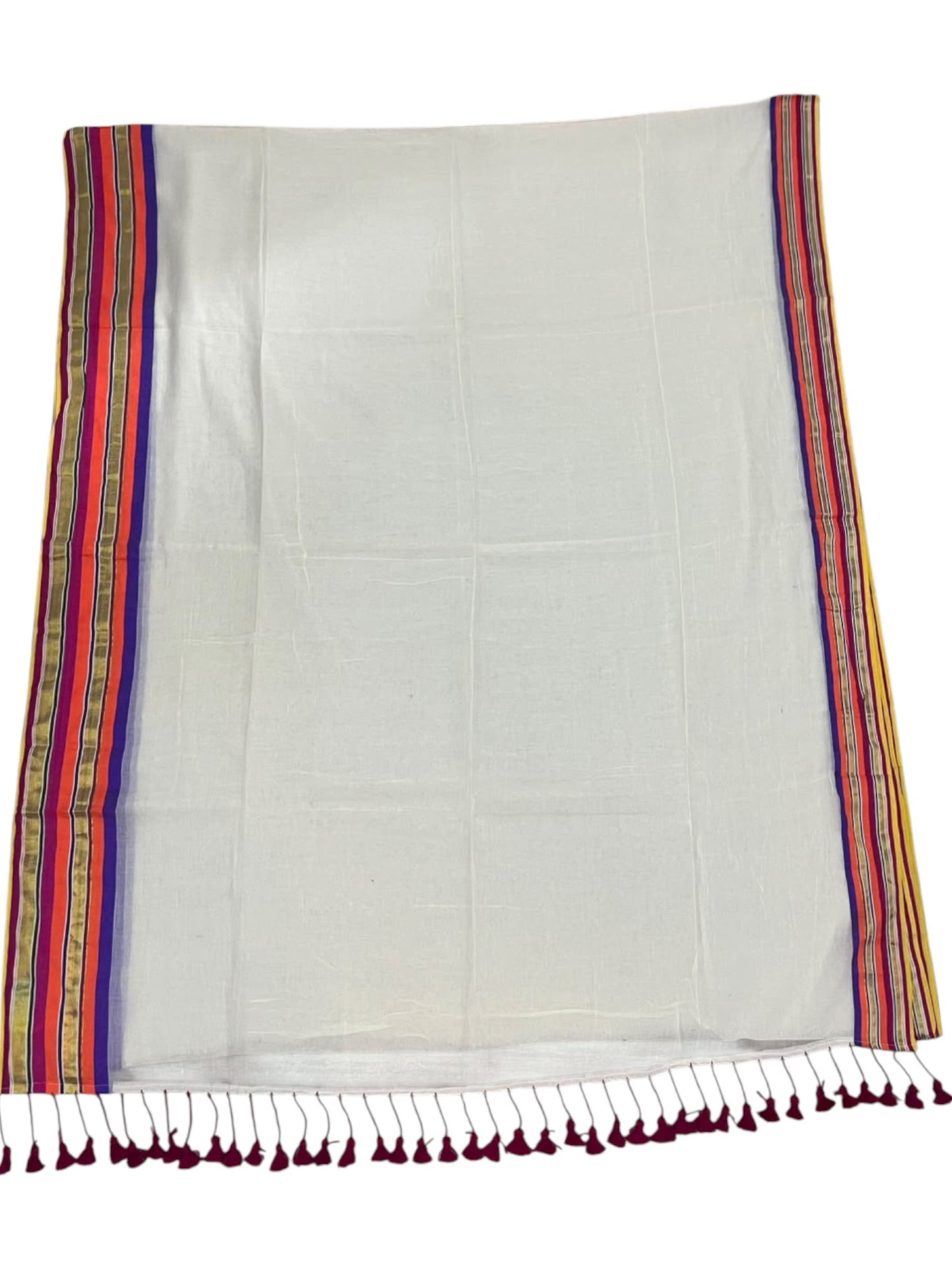 Southloom Mul Cotton 120 x 120 Soft Fabric Saree with Orange &Magenta  Border SL215