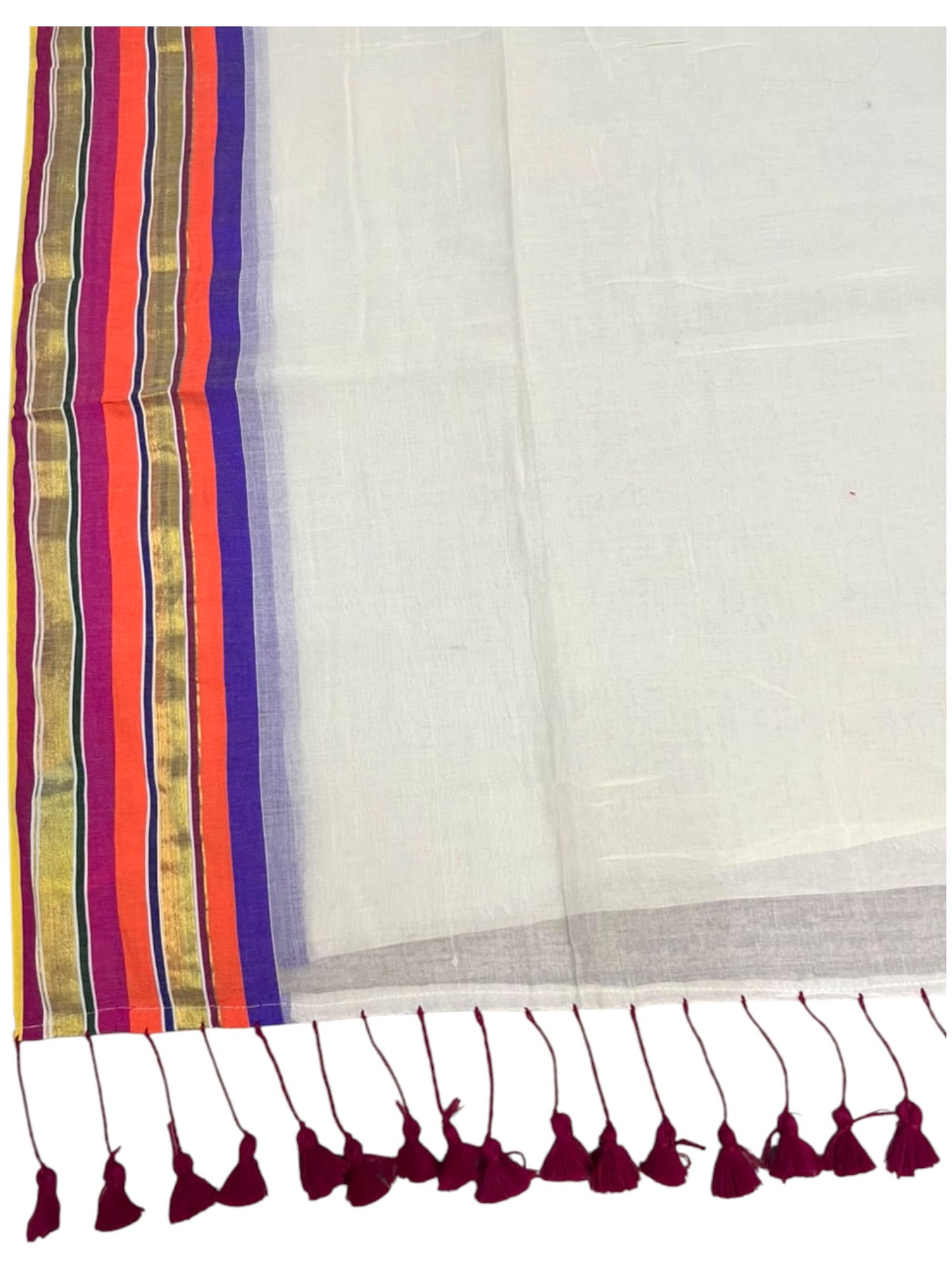 Southloom Mul Cotton 120 x 120 Soft Fabric Saree with Orange &Magenta  Border SL215