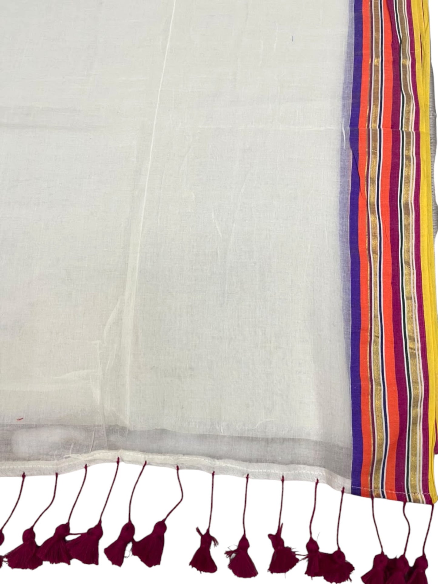 Southloom Mul Cotton 120 x 120 Soft Fabric Saree with Orange &Magenta  Border SL215