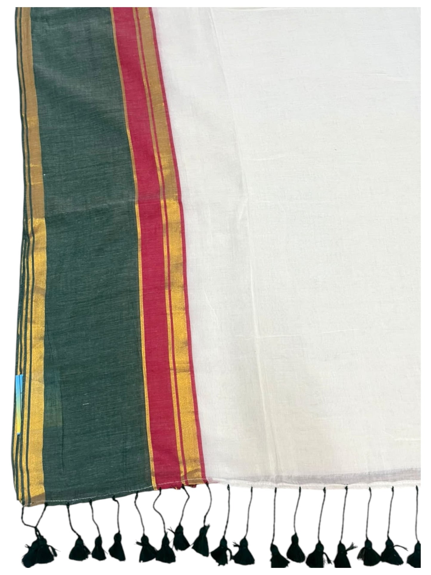 Southloom Mul Cotton 120 x 120 Soft Fabric Saree with Green&Red Border SL215