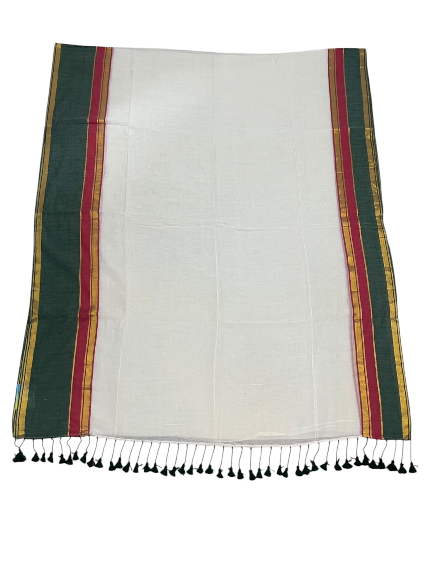 Southloom Mul Cotton 120 x 120 Soft Fabric Saree with Green&Red Border SL215