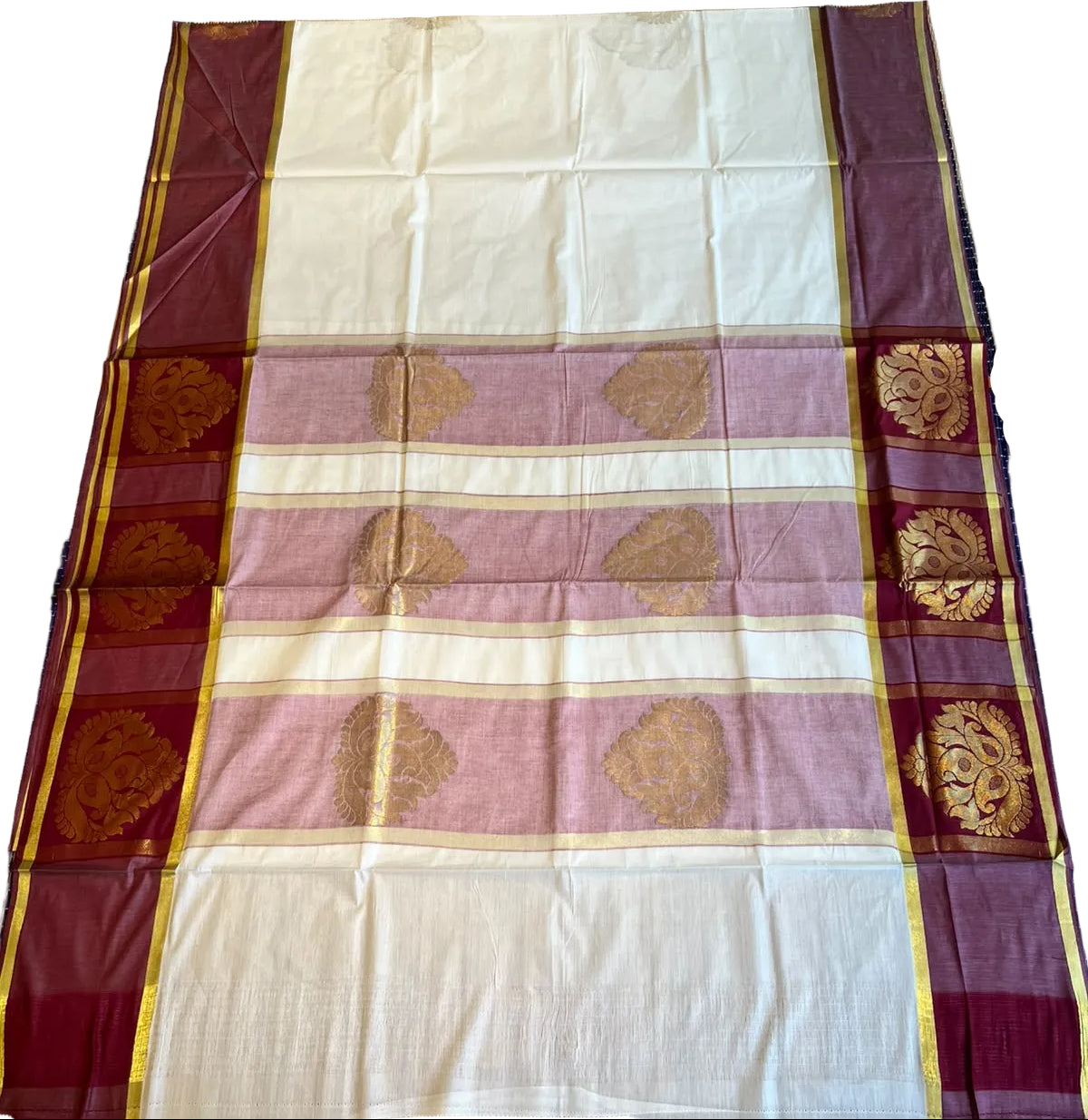 Southloom Kerala Cotton Saree with Maroon Borders SL620