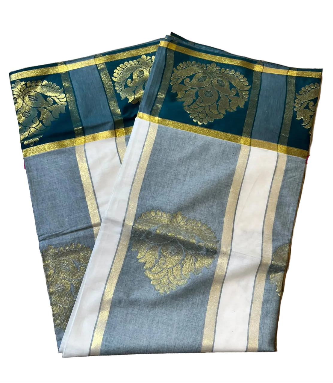 Southloom Kerala Cotton Saree with Green Borders SL620